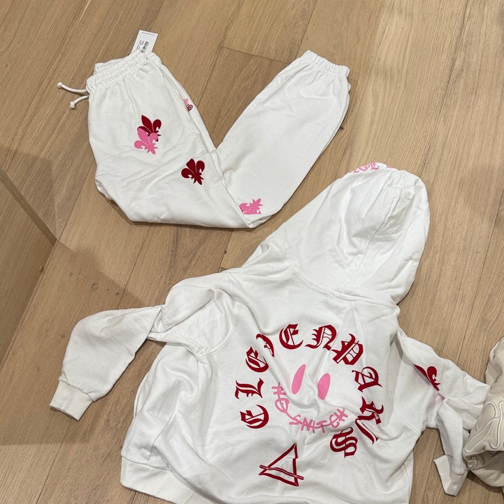 Eleven Paris White and Pink Track Pants & Hoodie Set